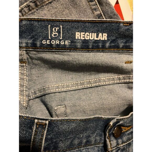 George Men's Size 40x32 Blue Straight Dark Wash Cotton Blend Denim Jeans 40w 216 - Picture 6 of 7